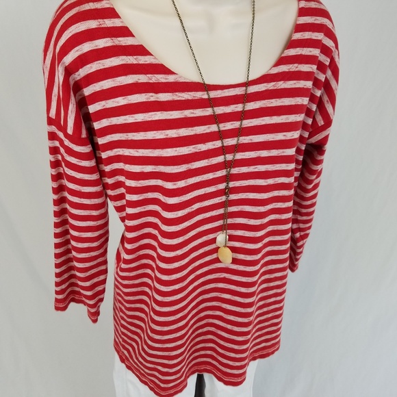 Madewell cozy slub tee striped red white L - Picture 3 of 7